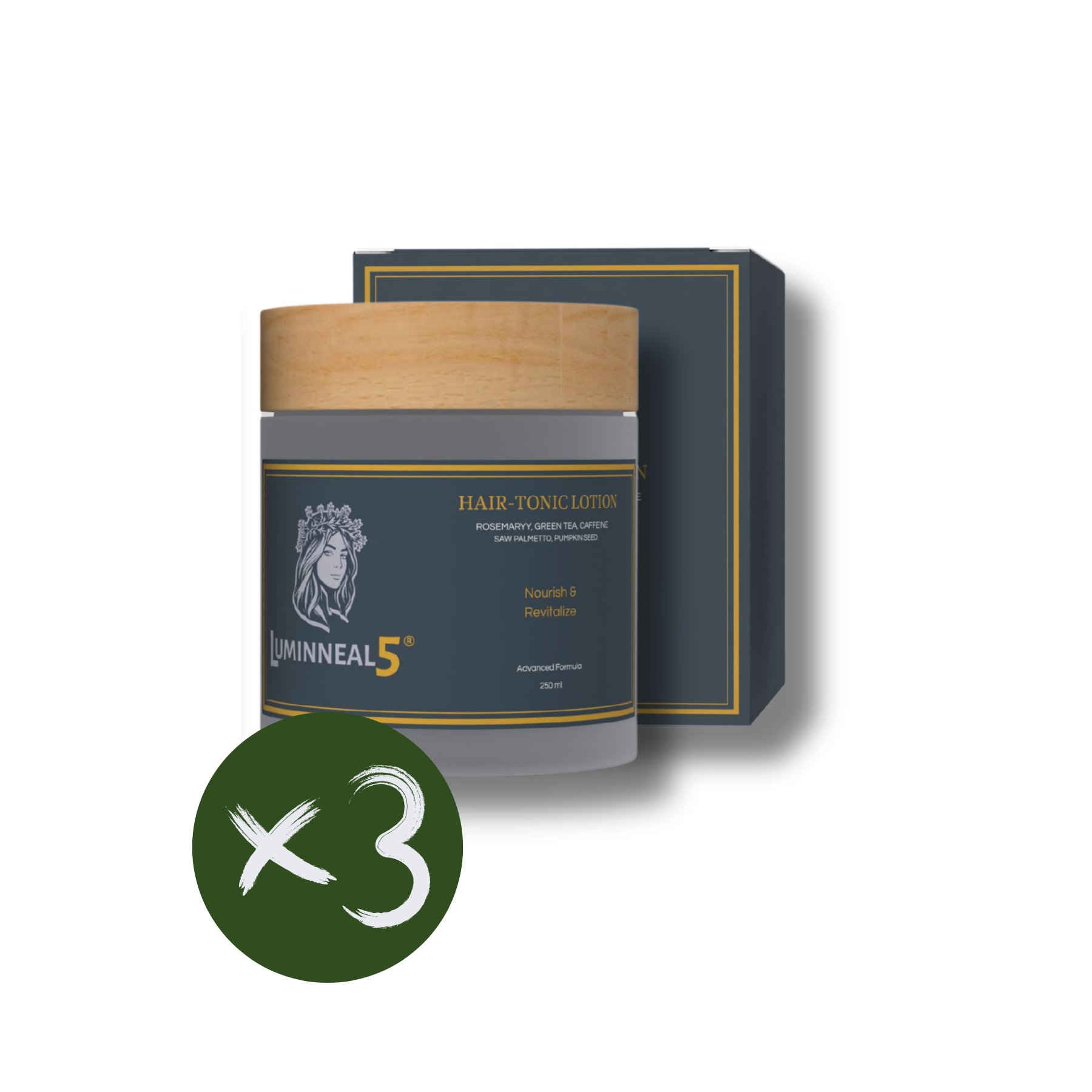 Luminneal5 hair tonic lotion with packaging on a white background