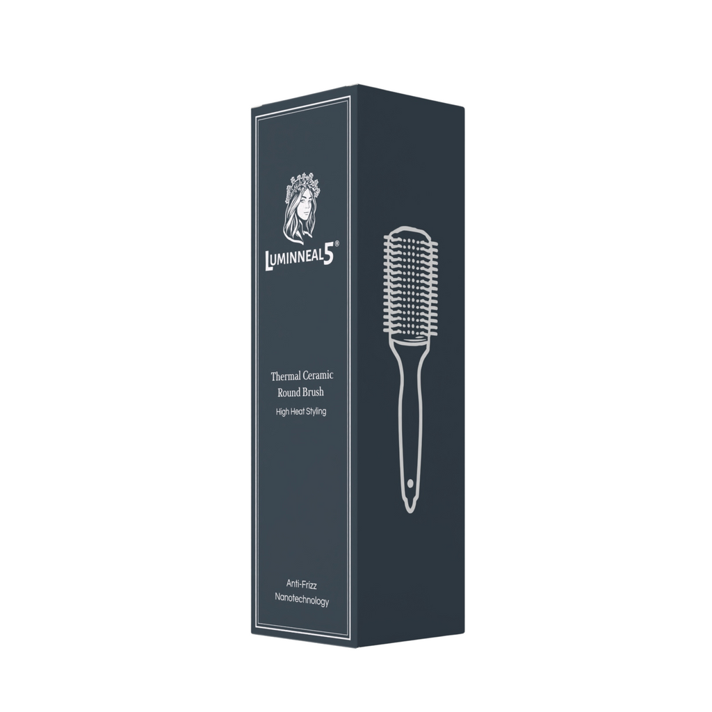 Luminneal5 round styling hairbrush packaging on a white background