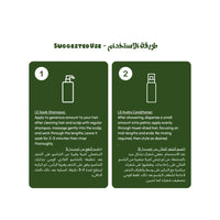 Instructions for using LS Soak Shampoo and LS Hydro Conditioner on a green background Hair Shine Set Hair-Care vpwvuf-su.myshopify.com Hair Shine Set Hair-Care vpwvuf-su.myshopify.com